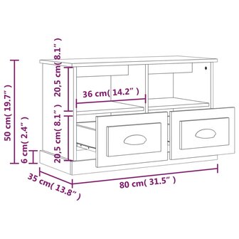 Tv-meubel 80x35x50 cm bewerkt hout zwart 9