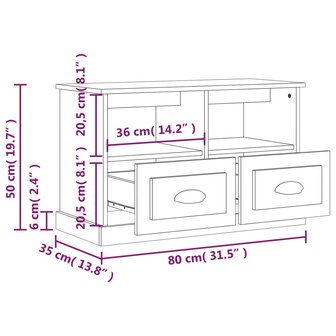 Tv-meubel 80x35x50 cm bewerkt hout gerookt eikenkleurig 9