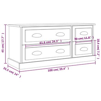 Tv-meubel 100x35,5x45 cm bewerkt hout wit 10