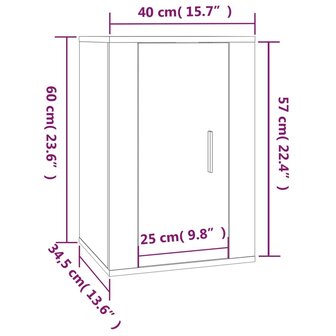 Tv-wandmeubels 2 st 40x34,5x60 cm hoogglans wit 12