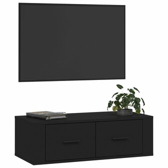 Tv-hangmeubel 80x36x25 cm bewerkt hout zwart 4