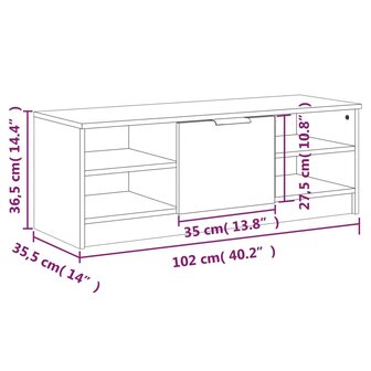 Tv-meubel 102x35,5x36,5 cm bewerkt hout gerookt eikenkleurig 9