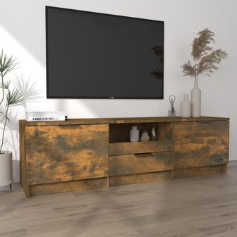 Tv-meubel 140x35x40 cm bewerkt hout gerookt eikenkleurig 3