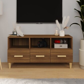 Tv-meubel 102x36x50 cm bewerkt hout bruin eikenkleur 1