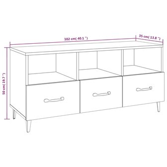 Tv-meubel 102x35x50 cm bewerkt hout grijs sonoma eikenkleurig 8