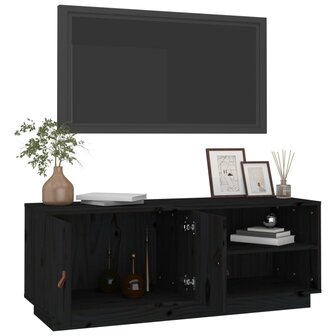 Tv-meubel 105x34x40 cm massief grenenhout zwart 5