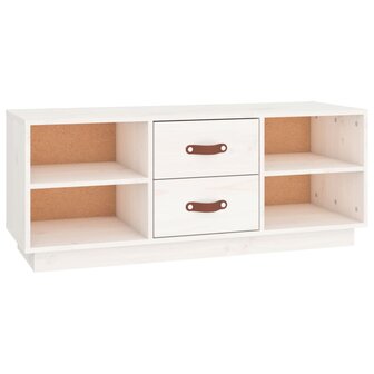 Tv-meubel 100x34x40 cm massief grenenhout wit 2