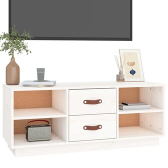 Tv-meubel 100x34x40 cm massief grenenhout wit 4