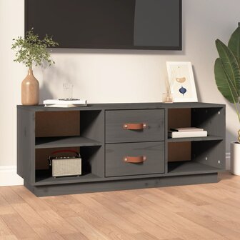 Tv-meubel 100x34x40 cm massief grenenhout grijs 1