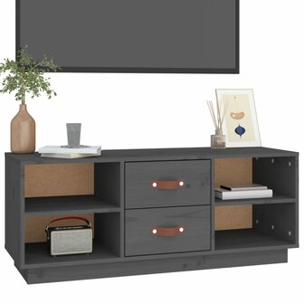 Tv-meubel 100x34x40 cm massief grenenhout grijs 4