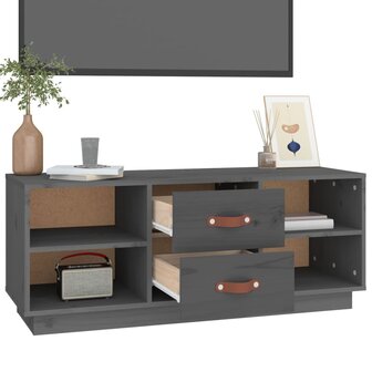 Tv-meubel 100x34x40 cm massief grenenhout grijs 5