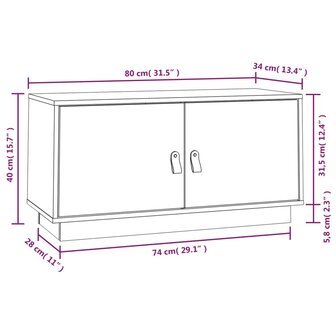 Tv-meubel 80x34x40 cm massief grenenhout wit 10