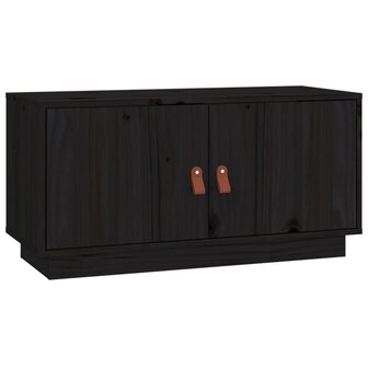 Tv-meubel 80x34x40 cm massief grenenhout zwart 2