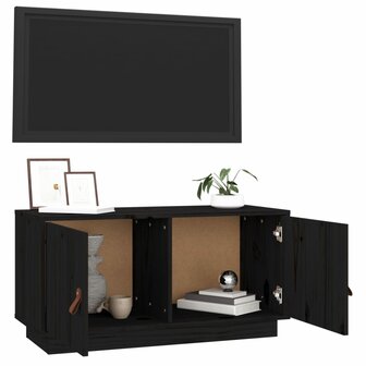 Tv-meubel 80x34x40 cm massief grenenhout zwart 4