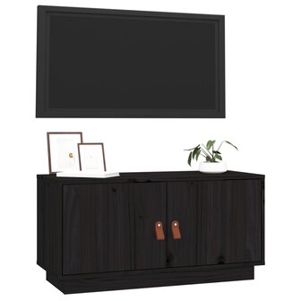 Tv-meubel 80x34x40 cm massief grenenhout zwart 5