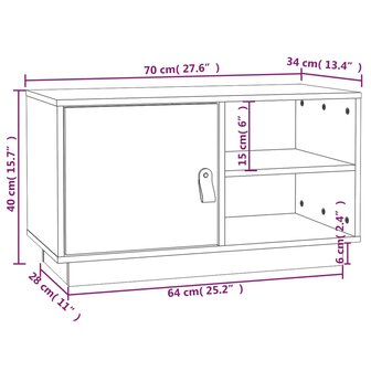 Tv-meubel 70x34x40 cm massief grenenhout 10