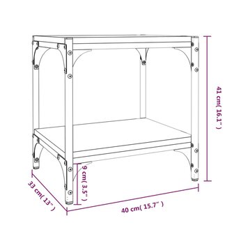 Tv-meubel 40x33x41 cm bewerkt hout en staal zwart 9