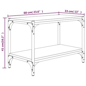 Tv-meubel 60x33x41 cm bewerkt hout en staal grijs sonoma eiken 9