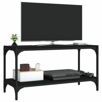 Tv-meubel 80x33x41 cm bewerkt hout en staal zwart 4