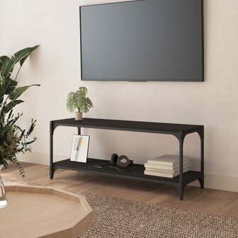 Tv-meubel 100x33x41 cm bewerkt hout en staal zwart 1