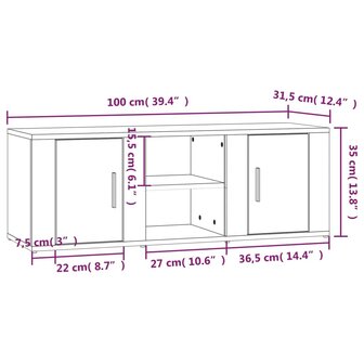 Tv-meubel 100x31,5x35 cm bewerkt hout wit 9