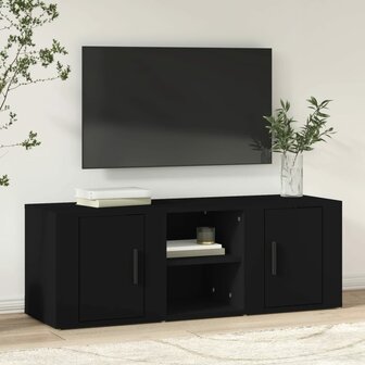 Tv-meubel 100x31,5x35 cm bewerkt hout zwart 1