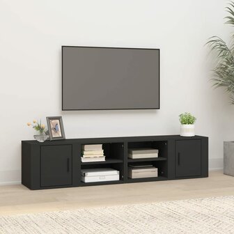 Tv-meubels 2 st 80x31,5x36 cm bewerkt hout zwart 1