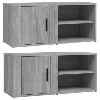 Tv-meubels 2 st 80x31,5x36 cm bewerkt hout grijs sonoma eiken 2