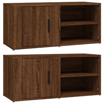 Tv-meubels 2 st 80x31,5x36 cm bewerkt hout bruin eikenkleur 2