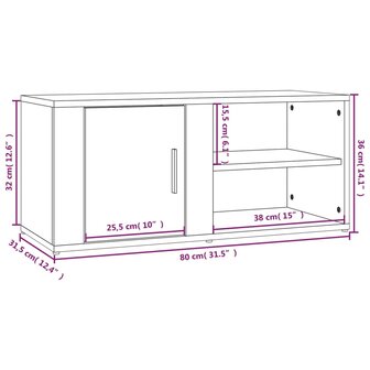 Tv-meubels 2 st 80x31,5x36 cm bewerkt hout bruin eikenkleur 12