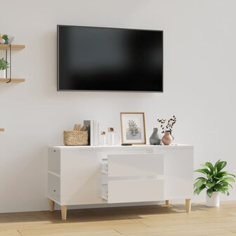 Tv-meubel 102x44,5x50 cm bewerkt hout hoogglans wit 1