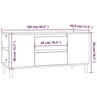 Tv-meubel 102x44,5x50 cm bewerkt hout hoogglans wit 10