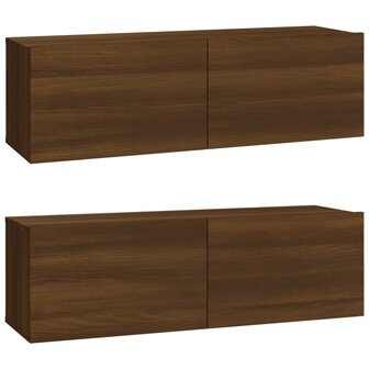 Tv-wandmeubels 2 st 100x30x30 cm hout bruin eikenkleurig 2