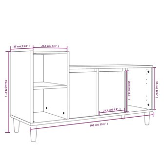 Tv-meubel 100x35x55 cm bewerkt hout wit 9