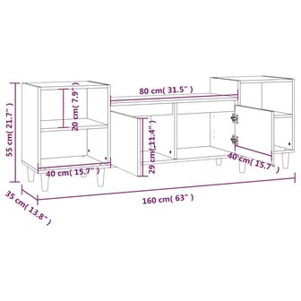 Tv-meubel 160x35x55 cm bewerkt hout wit 10