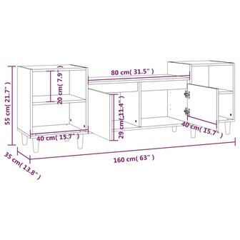 Tv-meubel 160x35x55 cm bewerkt hout sonoma eikenkleurig 10