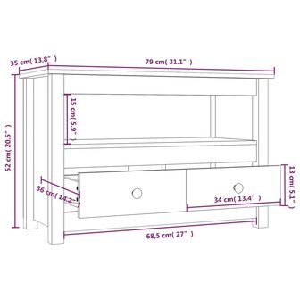 Tv-meubel 79x35x52 cm massief grenenhout 10