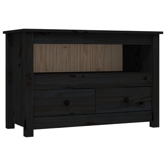 Tv-meubel 79x35x52 cm massief grenenhout zwart 2