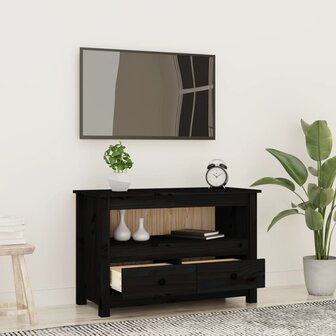 Tv-meubel 79x35x52 cm massief grenenhout zwart 3