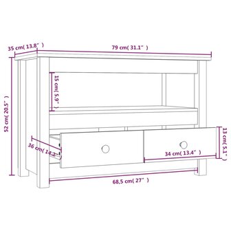 Tv-meubel 79x35x52 cm massief grenenhout zwart 10