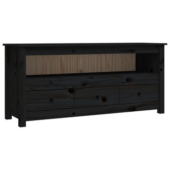 Tv-meubel 114x35x52 cm massief grenenhout zwart 2