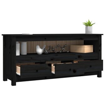 Tv-meubel 114x35x52 cm massief grenenhout zwart 5