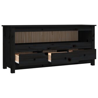 Tv-meubel 114x35x52 cm massief grenenhout zwart 7