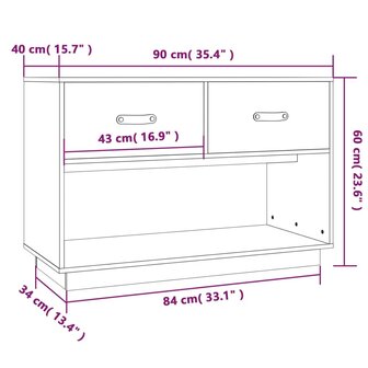 Tv-meubel 90x40x60 cm massief grenenhout 10