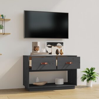 Tv-meubel 90x40x60 cm massief grenenhout grijs 3