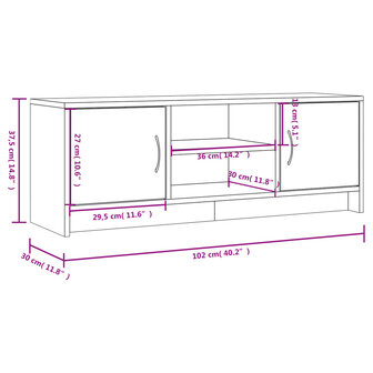 Tv-meubel 102x30x37,5 cm bewerkt hout wit 11