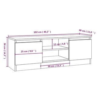 Tv-meubel met deur 102x30x36 cm wit 9