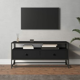 Tv-meubel 100x35x45 cm bewerkt hout zwart 1