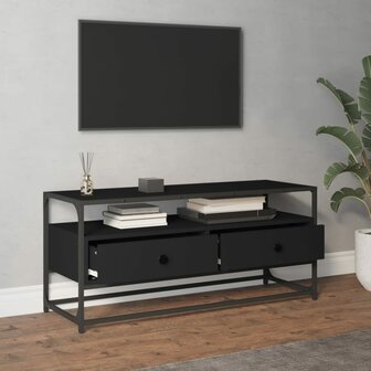 Tv-meubel 100x35x45 cm bewerkt hout zwart 3