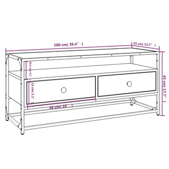 Tv-meubel 100x35x45 cm bewerkt hout sonoma eikenkleurig 9